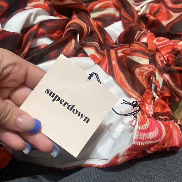 Superdown Red Swirl Mini Dress - Picture 8 of 8